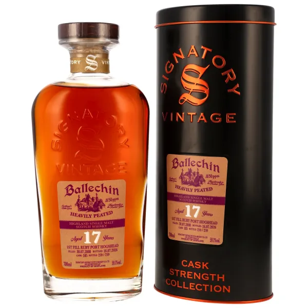 BALLECHIN 17Y 2008/2026 - 1st Fill Ruby Port Cask #185 - Sig Cask Strength - 59,1% 0,7L